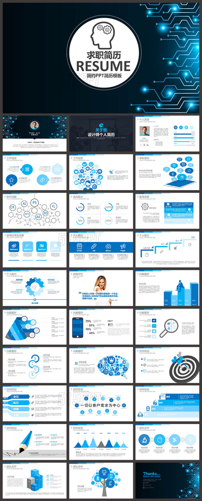 个性简约个人求职简历PPT模板