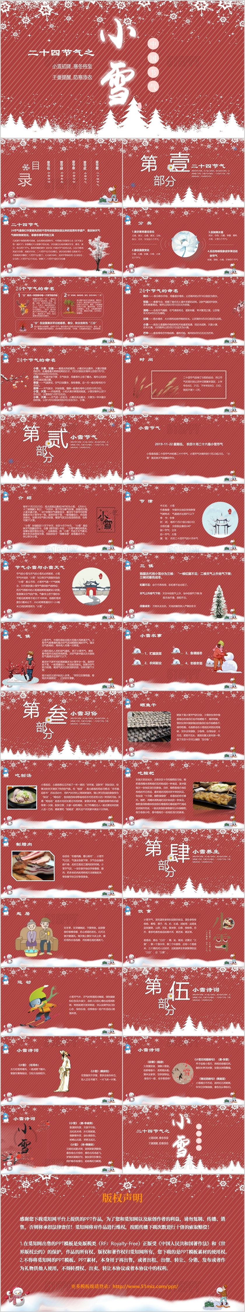 中国传统节日二十四节气之小雪介绍PPT模板