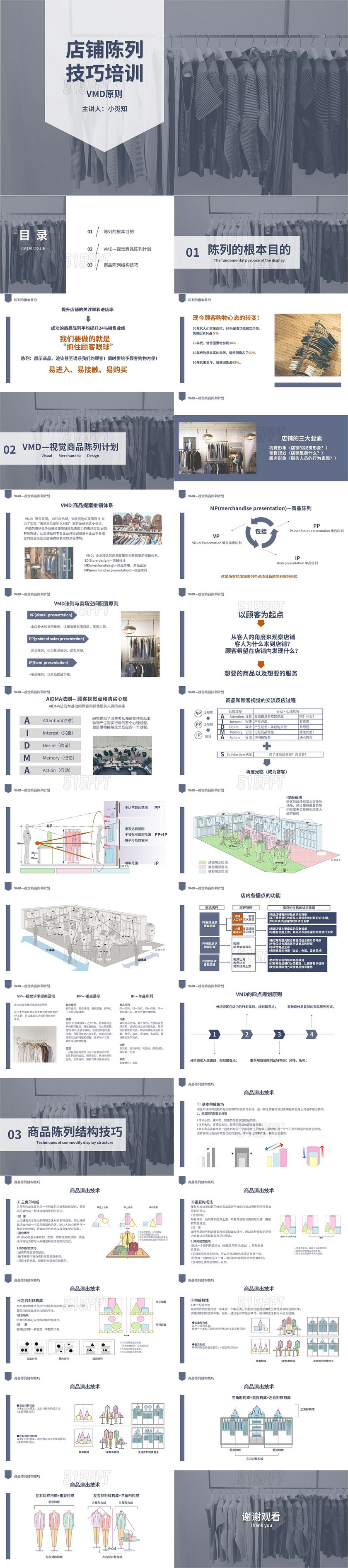 蓝灰色商业风商务风店铺陈列技巧培训课件PPT