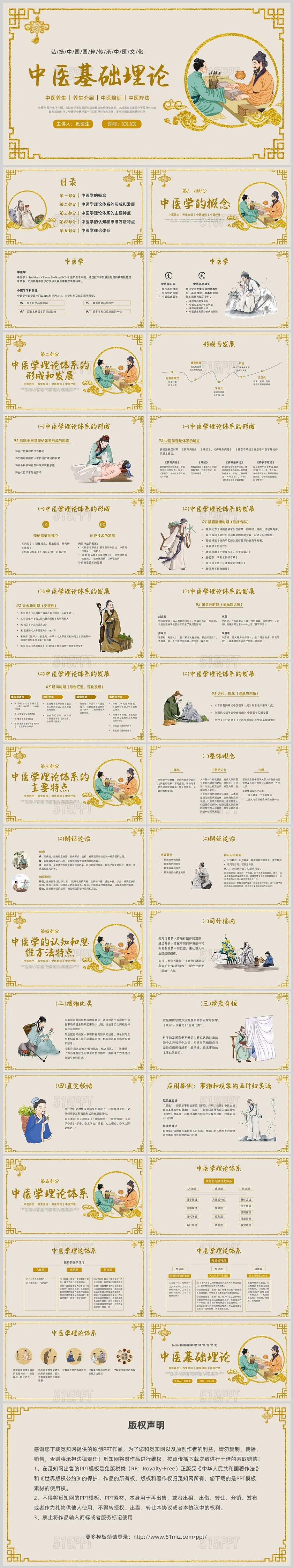 金色中国风传统文化中医基础理论PPT课件