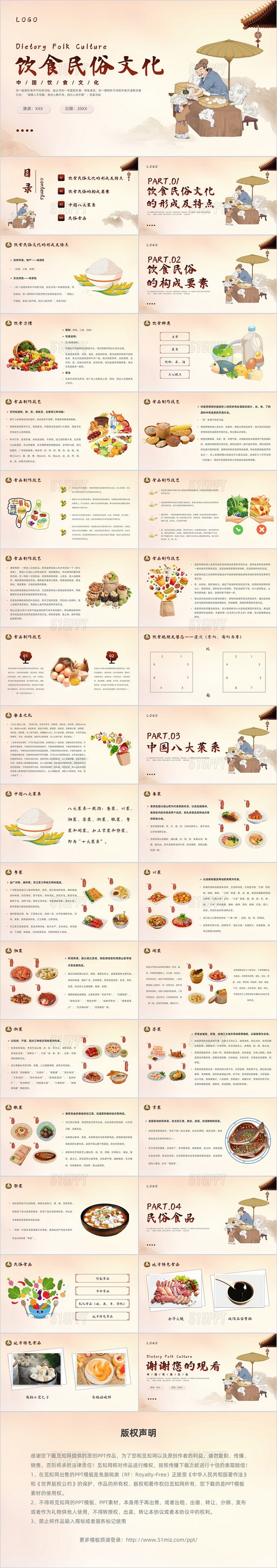 水墨饮食民俗介绍中国饮食文化中国八大菜系培训PPT模板中国中国传统文化