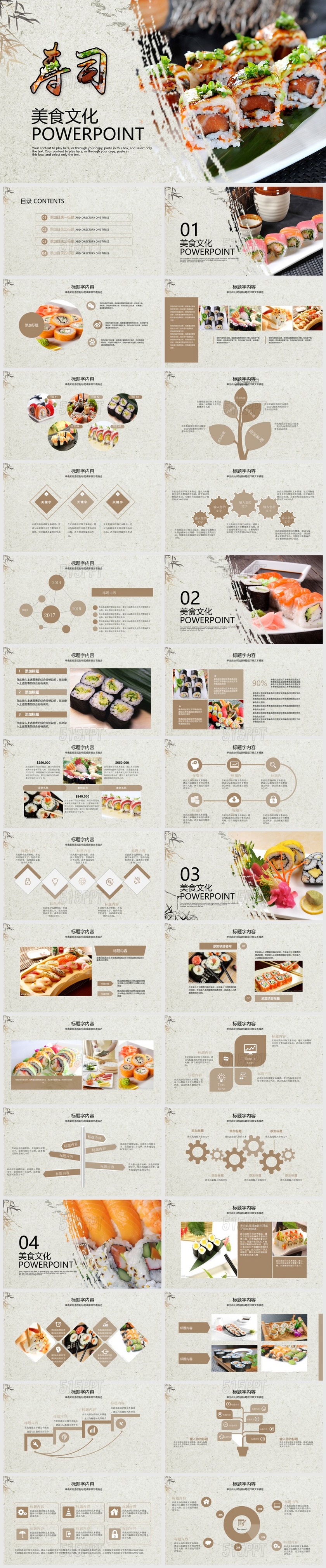 寿司美食文化PPT模板