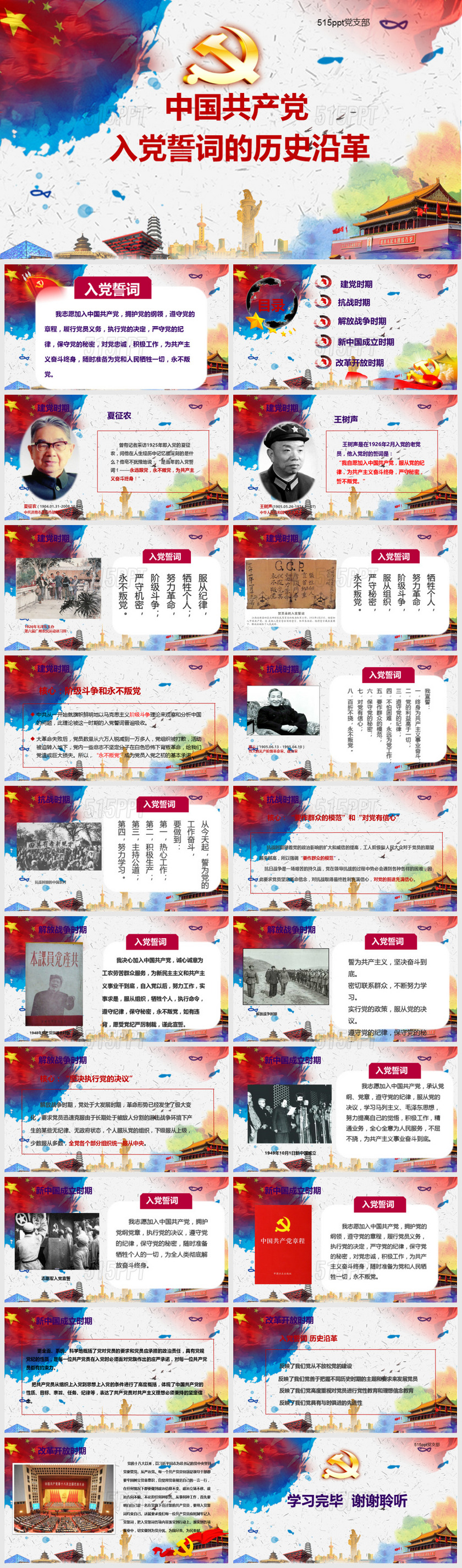 中国共产党入党誓词的历史沿革党政军警PPT模板