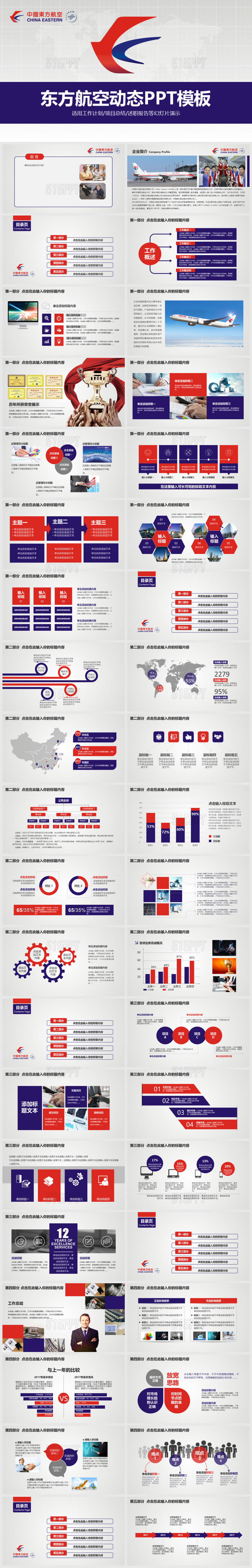 东方航空工作计划项目总结述职报告PPT模板
