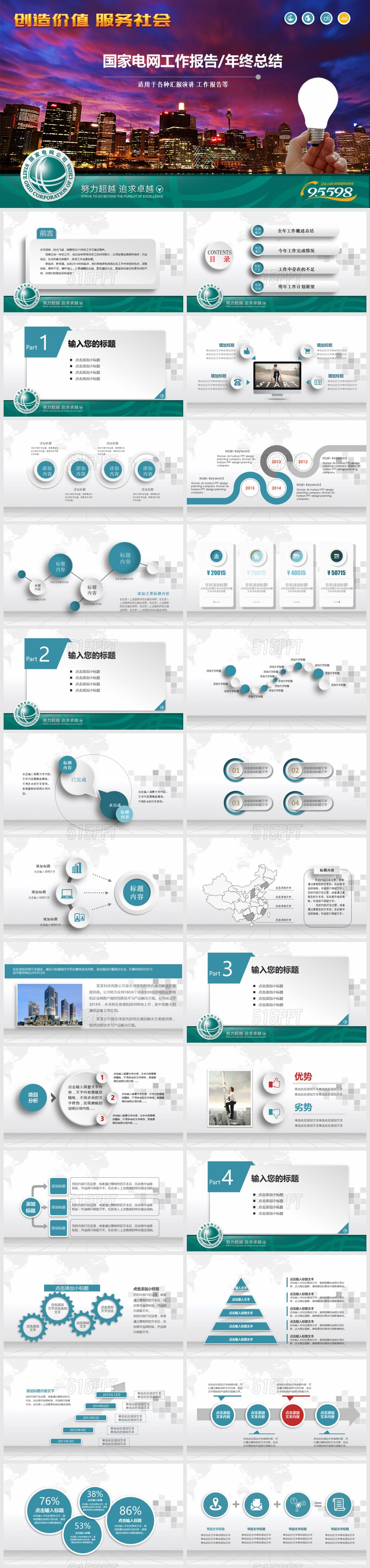 国家电网工作报告年终总结PPT模板