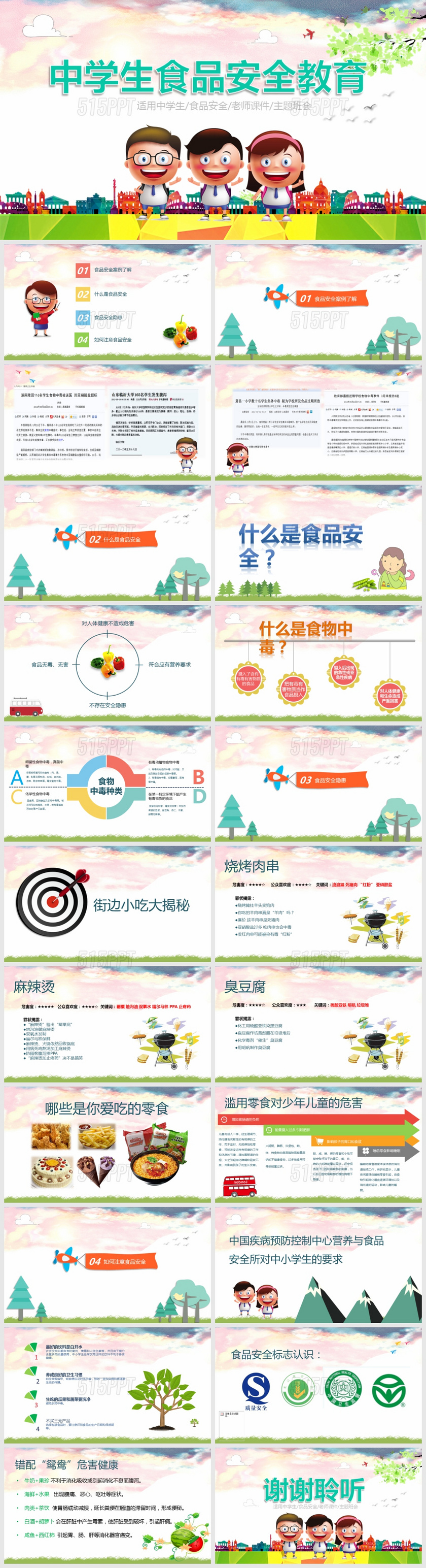 中小学生食品安全教育老师课件主题班会PPT模板