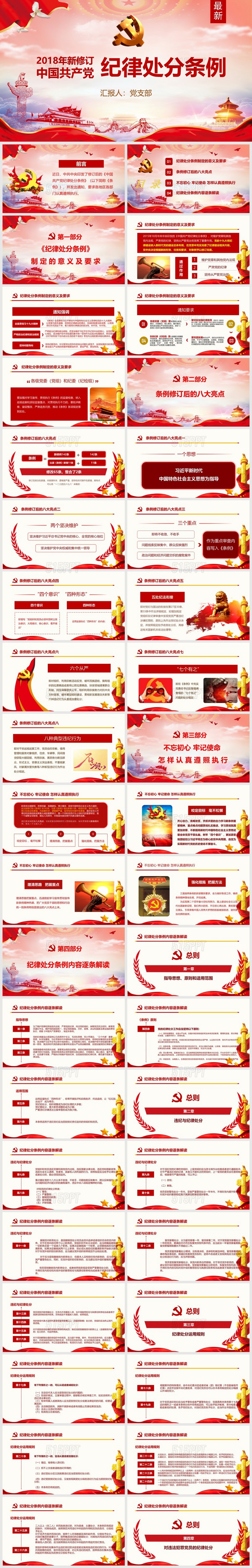 红色最新中国共产党纪律处分条例党课党建PPT模板