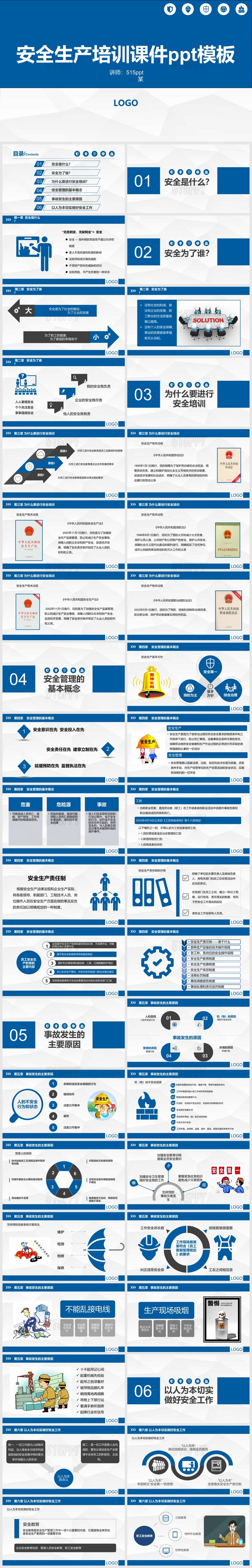 蓝色简约企业安全生产管理培训PPT模板
