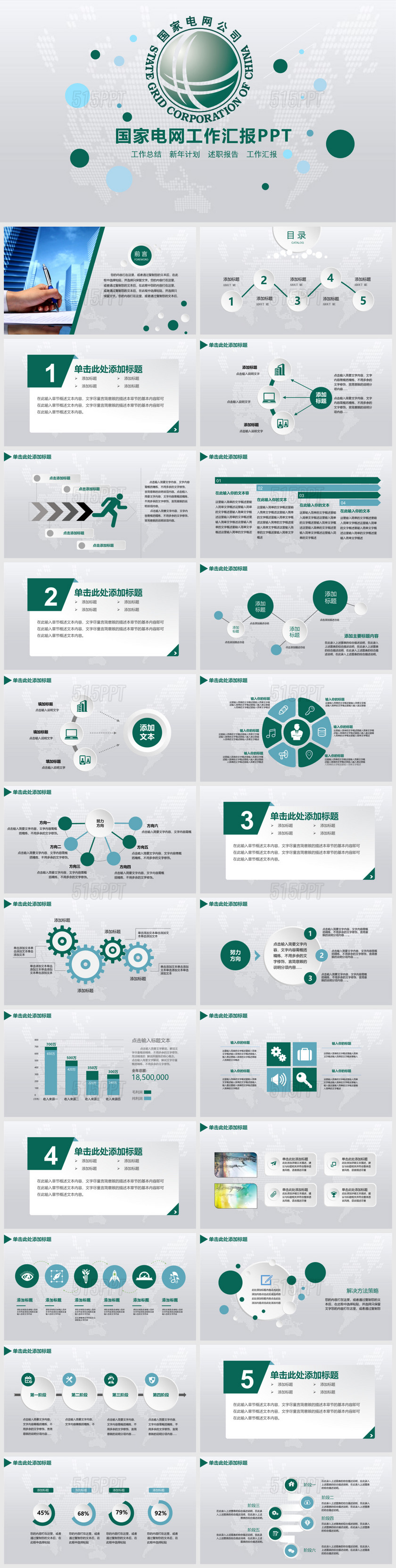 微粒体国家电网总结报告通用动态PPT模板