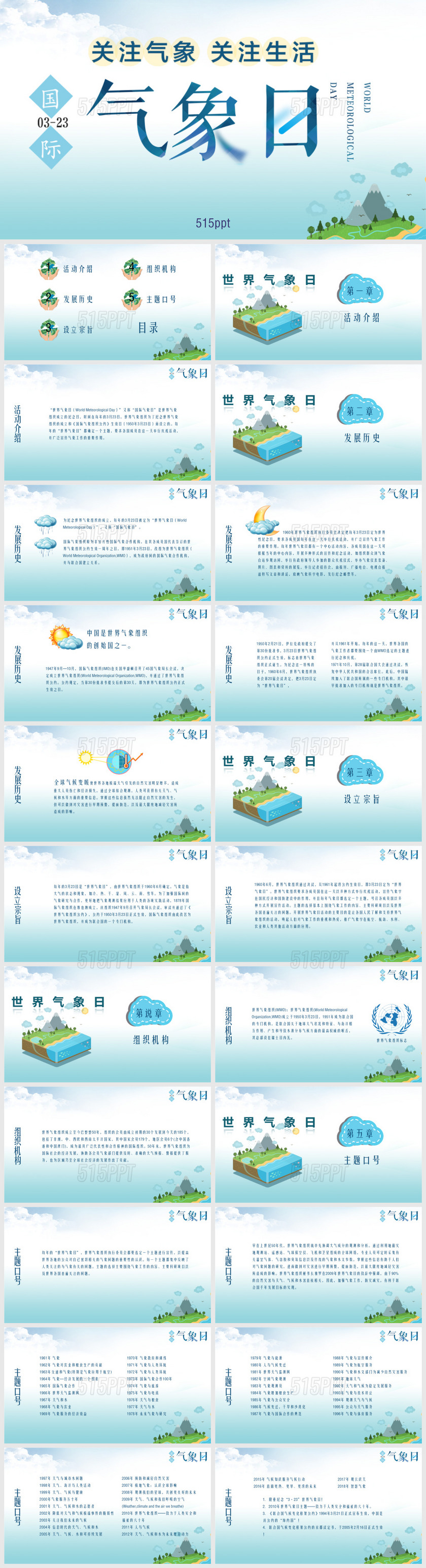 关注气象关注生活国际气象日公益宣传PPT模板
