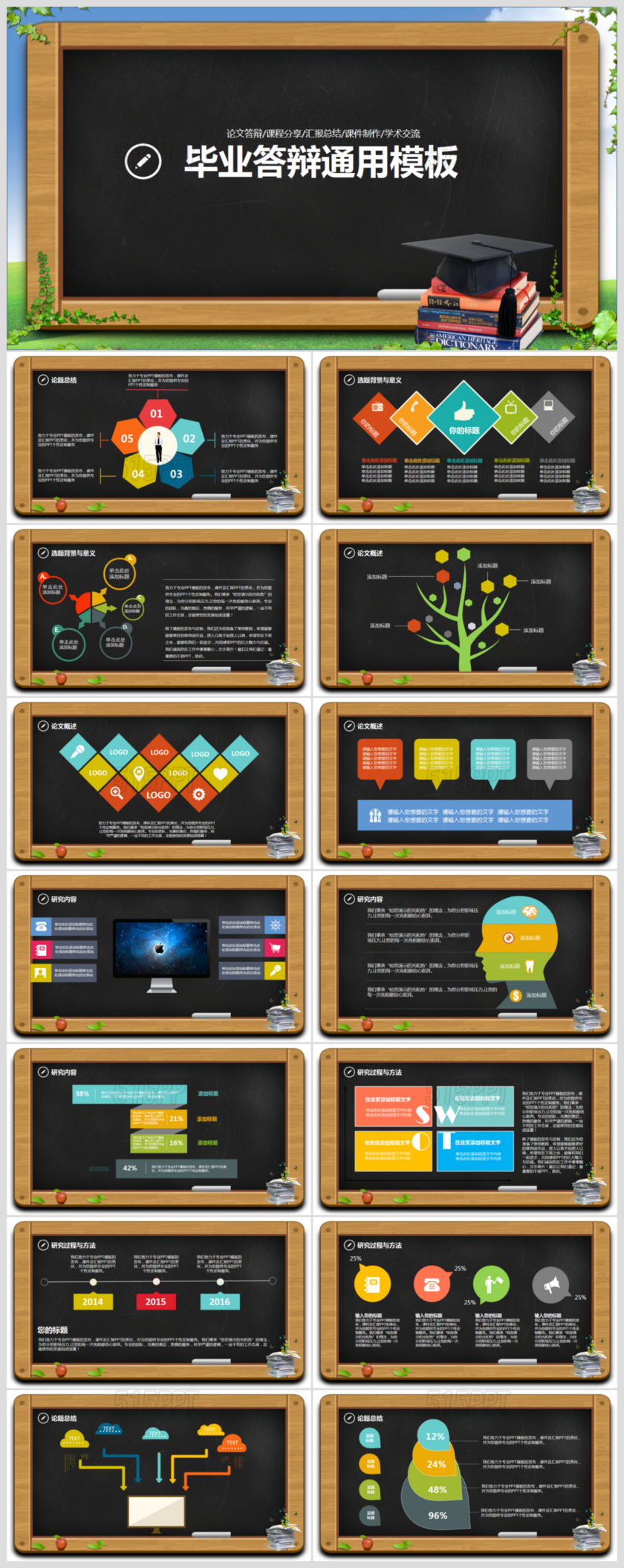 黑板风格毕业答辩通用ppt模板