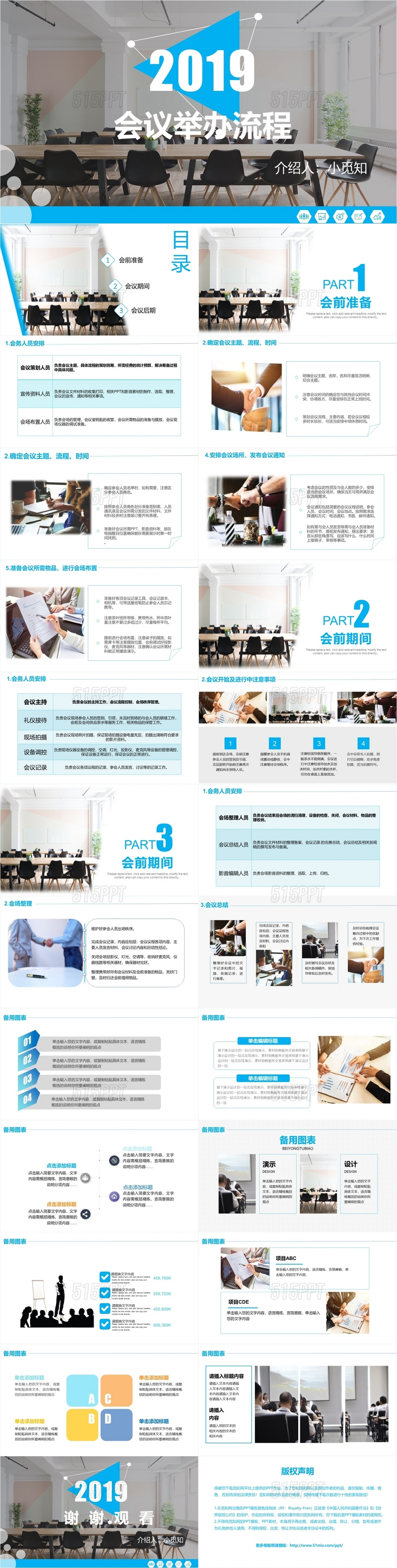 2019经典商务会议举办流程PPT模板
