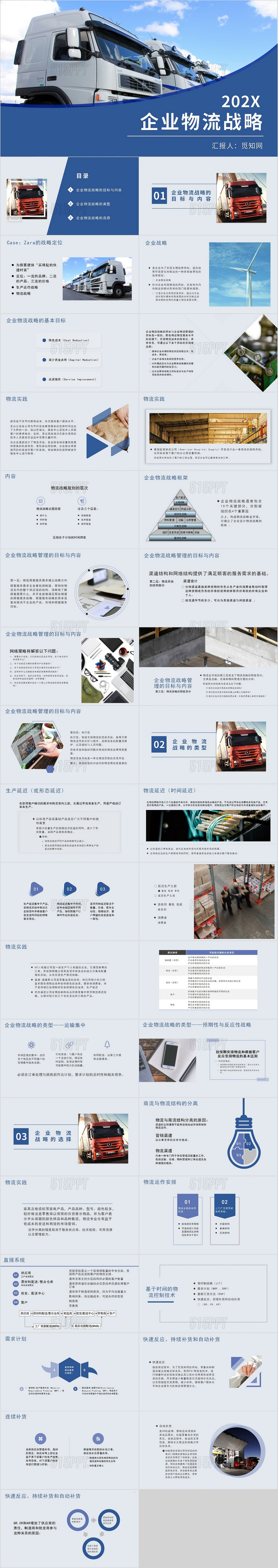 蓝色简约商务企业物流战略PPT模板营销策划