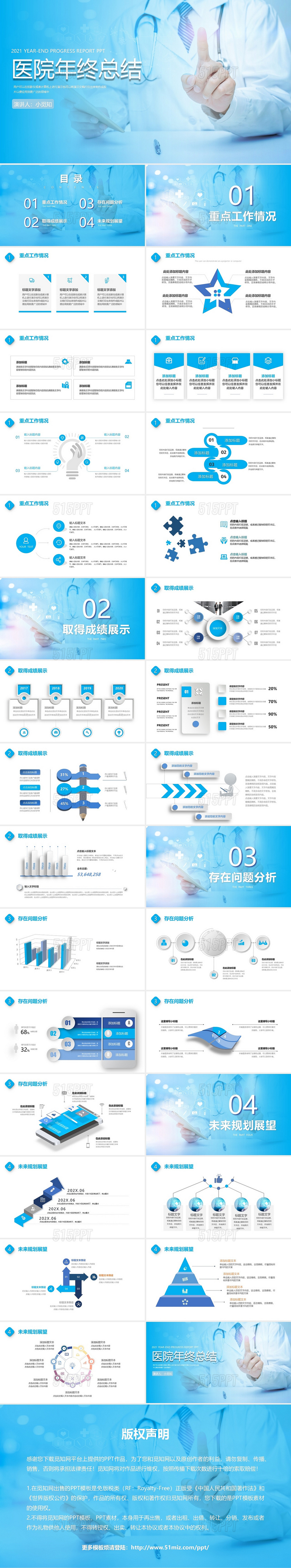 浅蓝色医疗风简约医院总结报告PPT医院年终总结