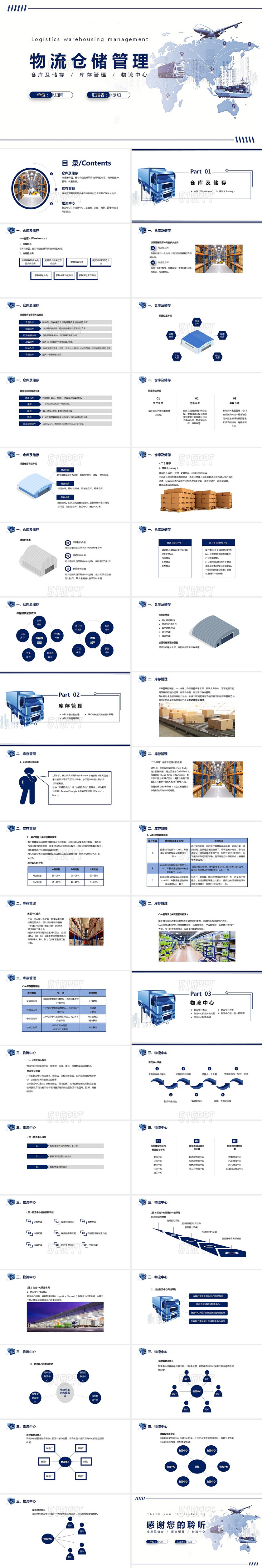 蓝色简约商务物流仓储管理仓储物流介绍PPT模板