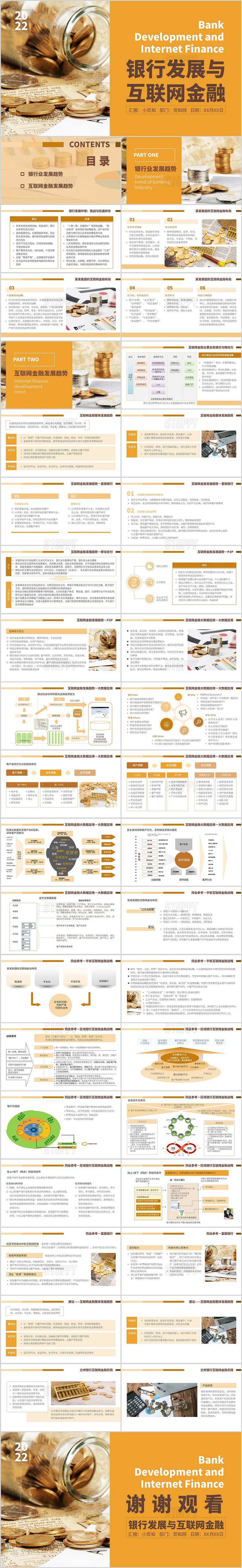 橙色棕色商务风银行方展与互联网金融PPT模板银行发展与互联网金融