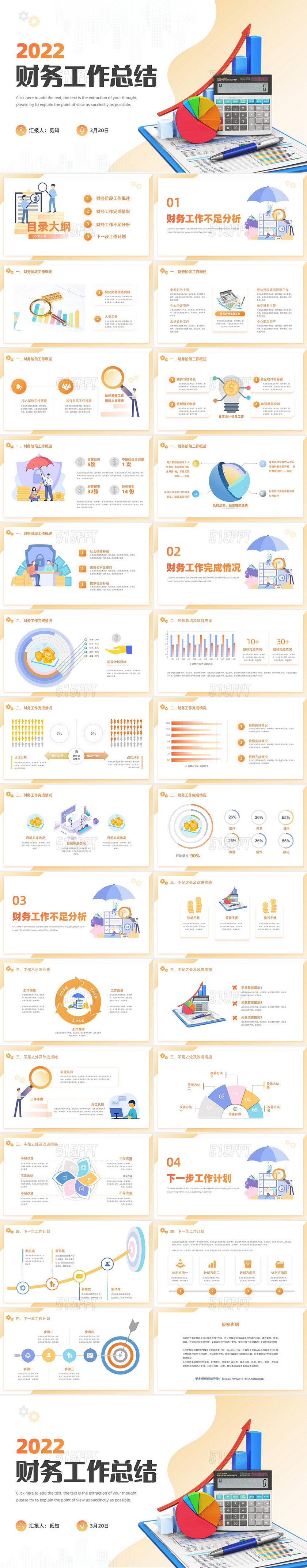 黄色财务部工作总结述职报告PPT财务财务工作总结