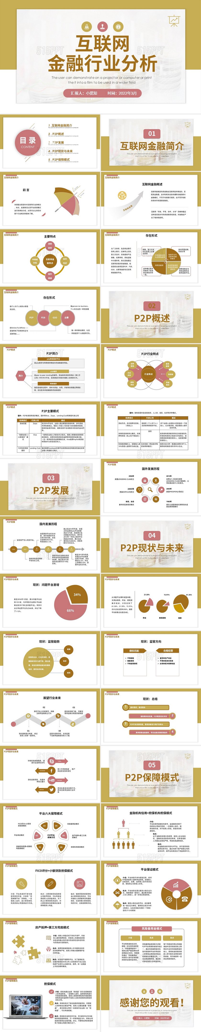 金粉色商务风格互联网金融行业PPT工作培训PPT互联网金融行业分析