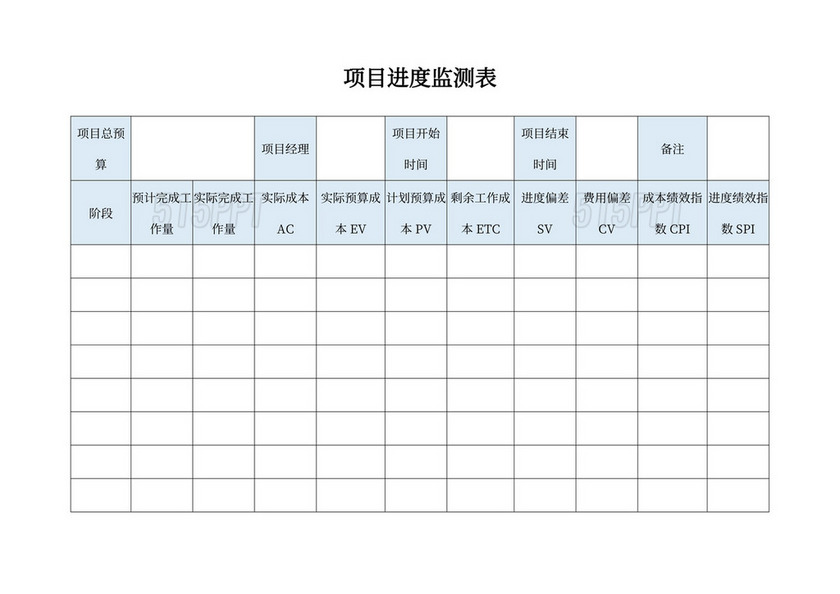 项目进度监测表word模板