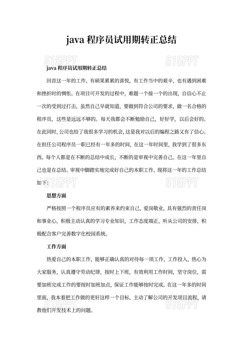 java程序员试用期转正总结