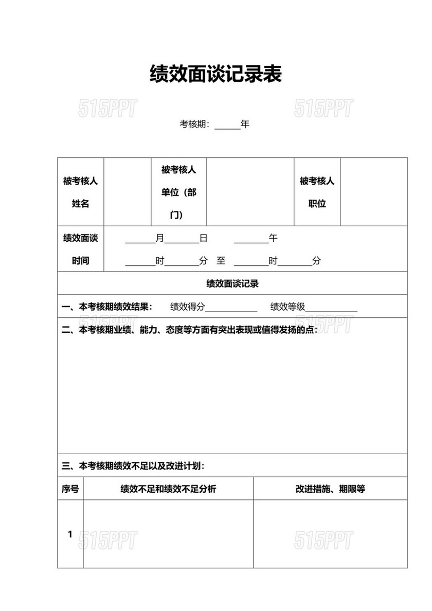 绩效面谈记录表