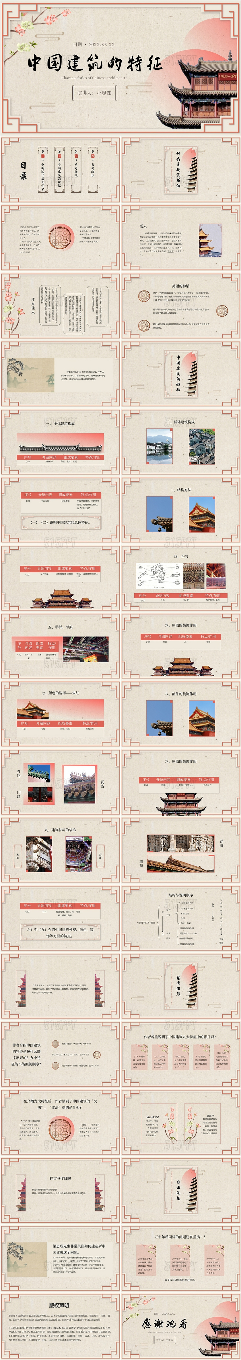 中国风剪纸风格中国建筑的特征ppt