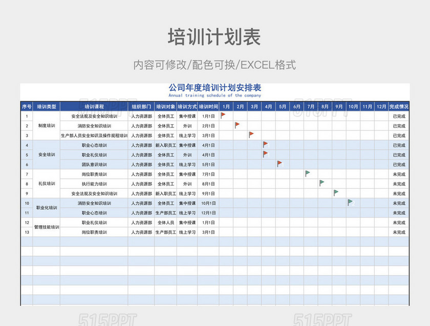 蓝色大气公司年度培训计划安排表