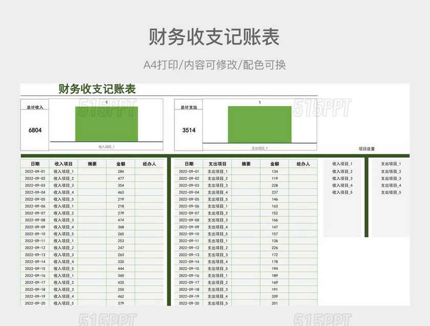 财务收支记账表