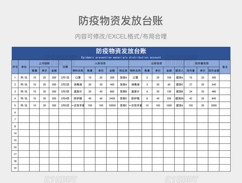 防疫物资发放台账