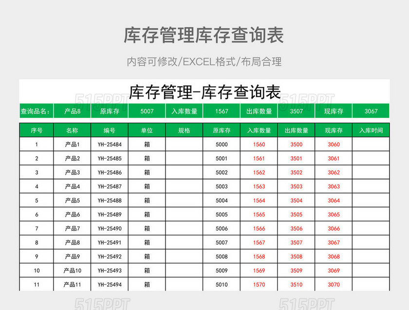 库存管理库存查询表