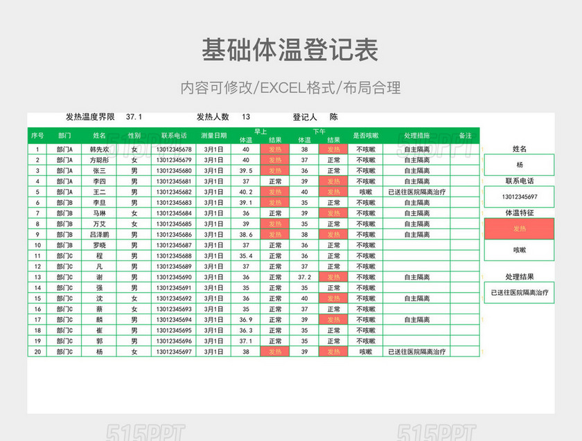 基础体温登记表