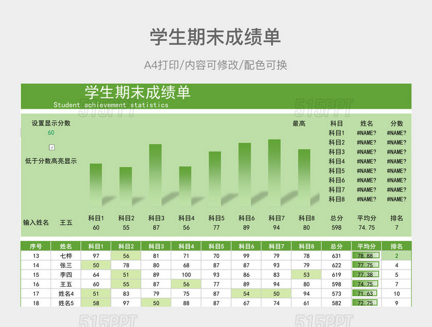 学生期末成绩单