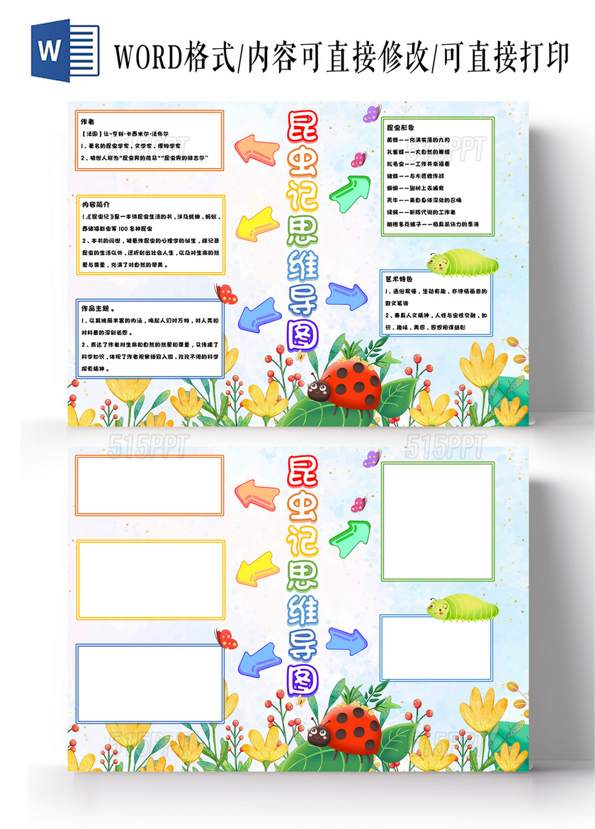 昆虫记wordA3思维导图昆虫记思维导图