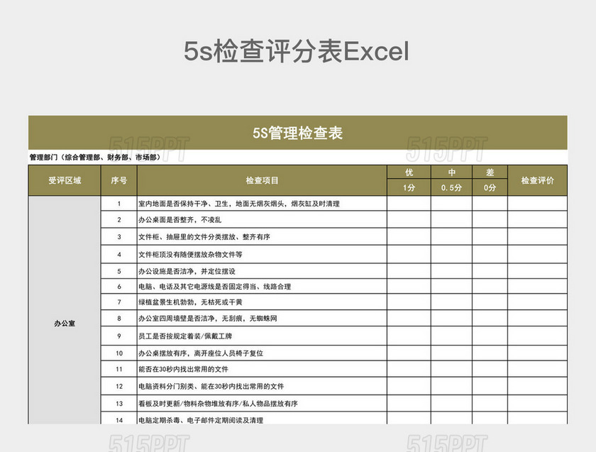 5s检查表评分