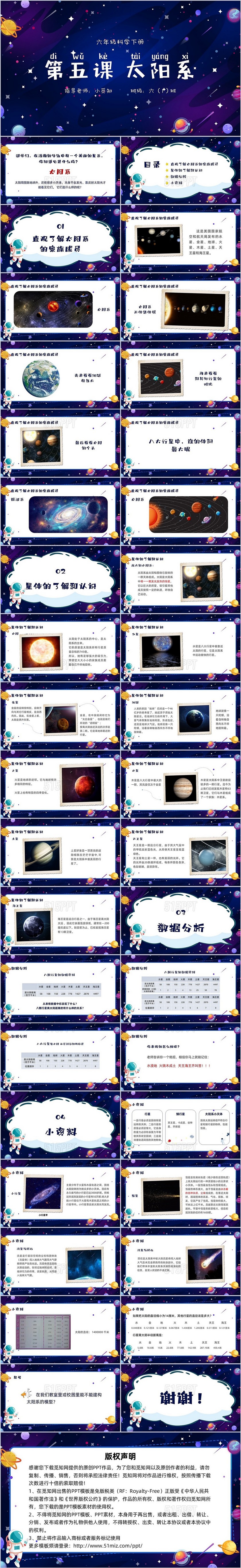 蓝紫色卡通太空星系太阳系六年级科学下册课件PPT