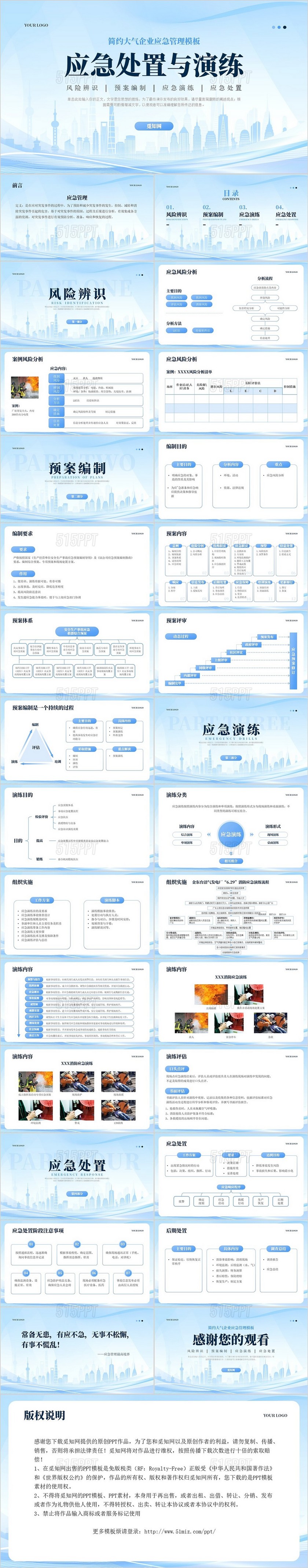 蓝色简约大气企业应急培训PPT模板