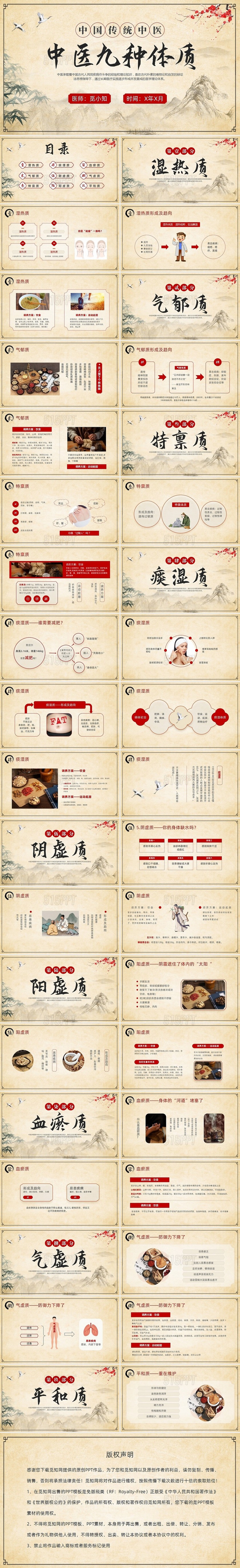 中医九种体质中国传统中医养生之药膳食疗健康药材培训