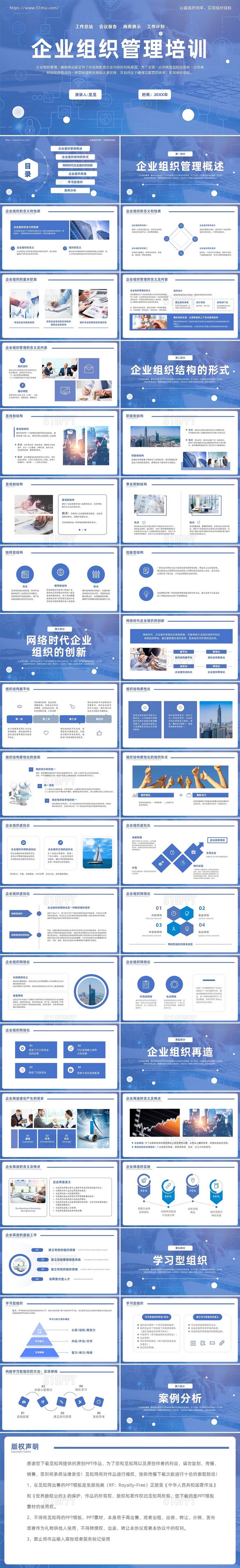 商务科技风企业组织管理培训工作总结通用PPT