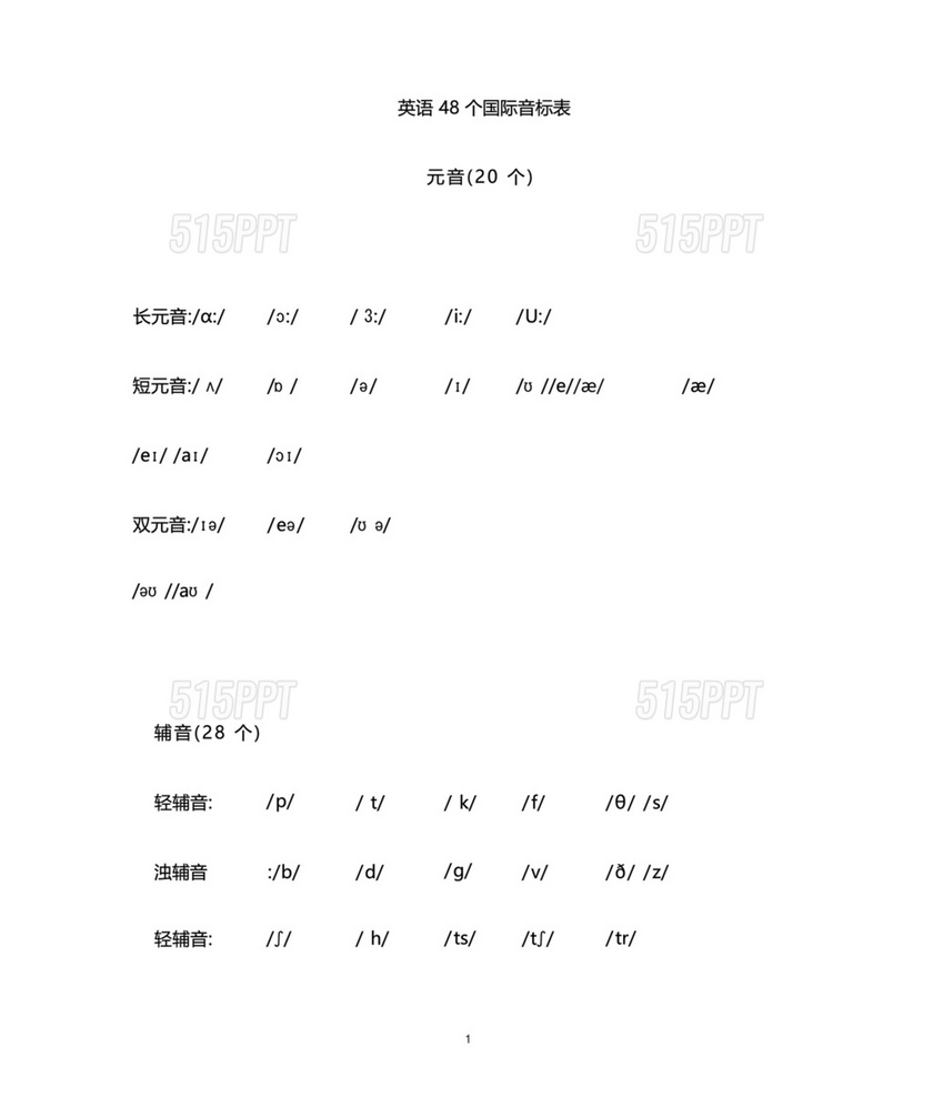 英语音标表48个音标发音表