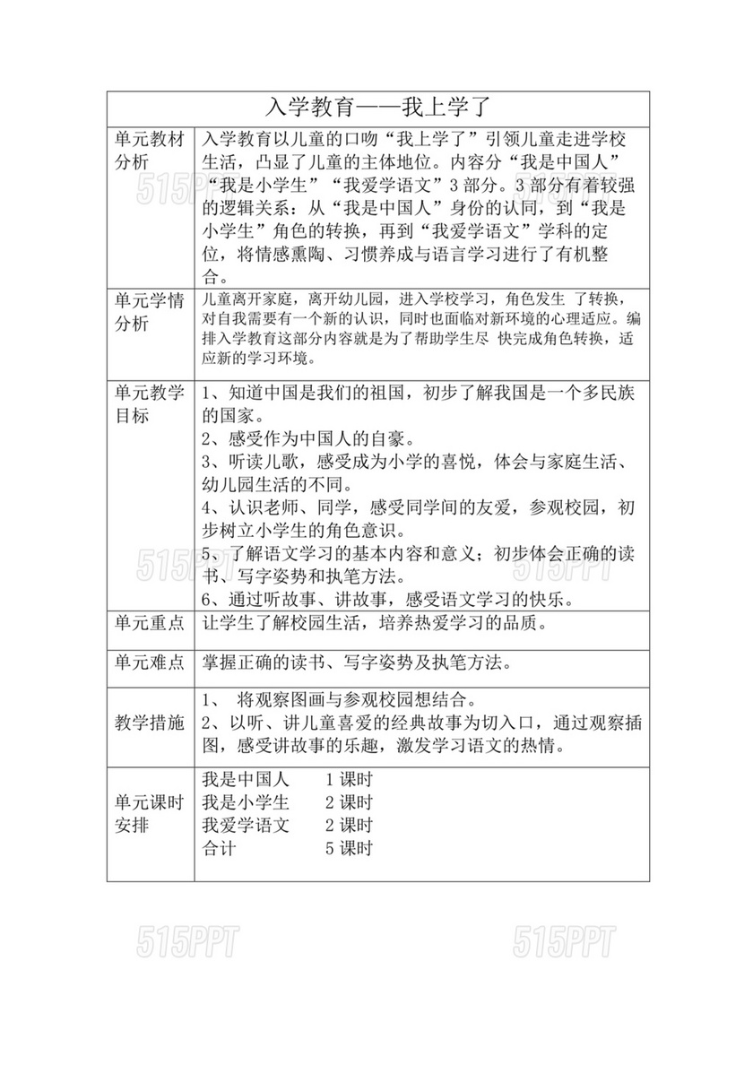 一年级上册语文教学计划部编版及进度计划