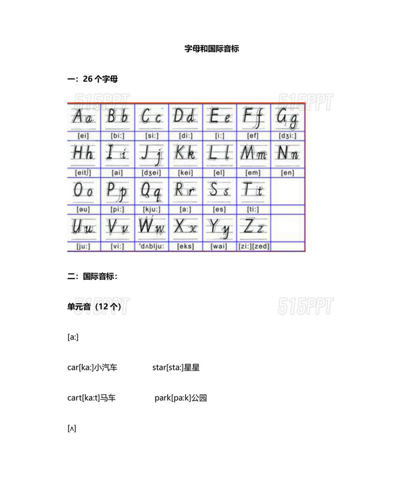 48个音标练习单词