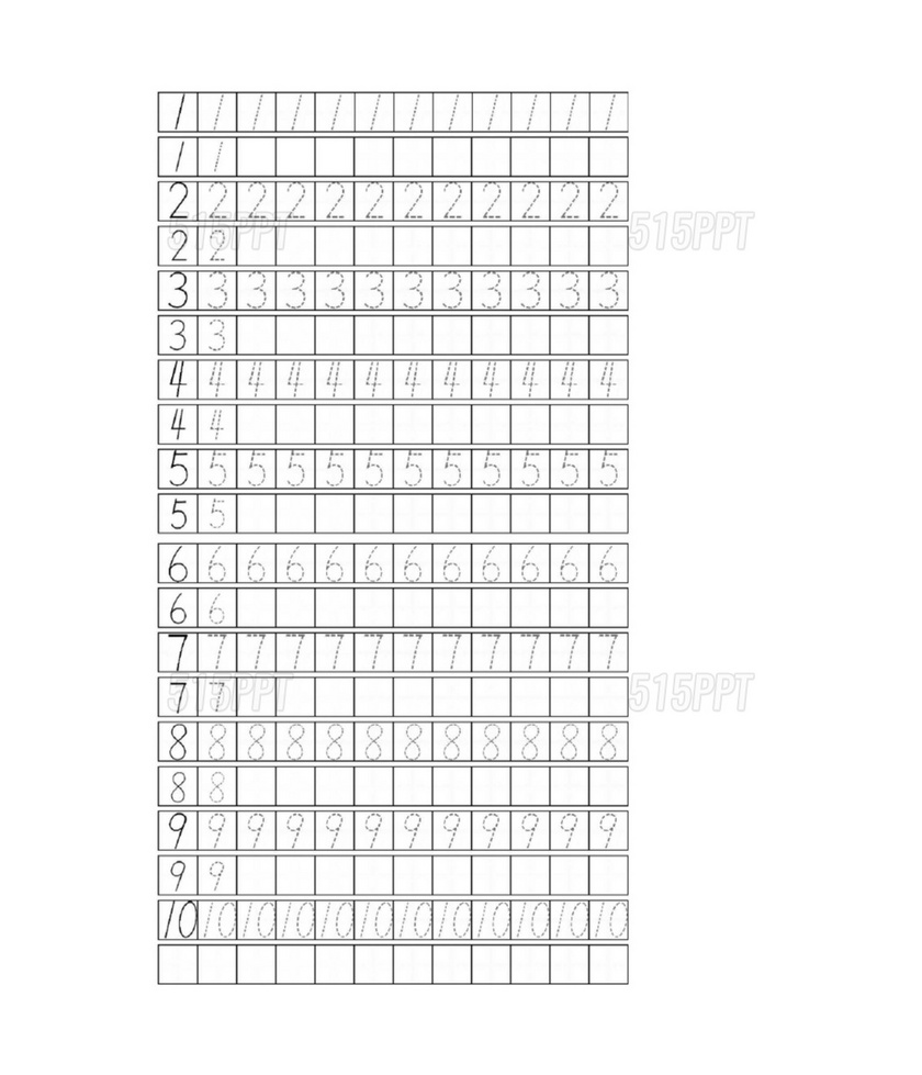 小学数字描红1到100打印