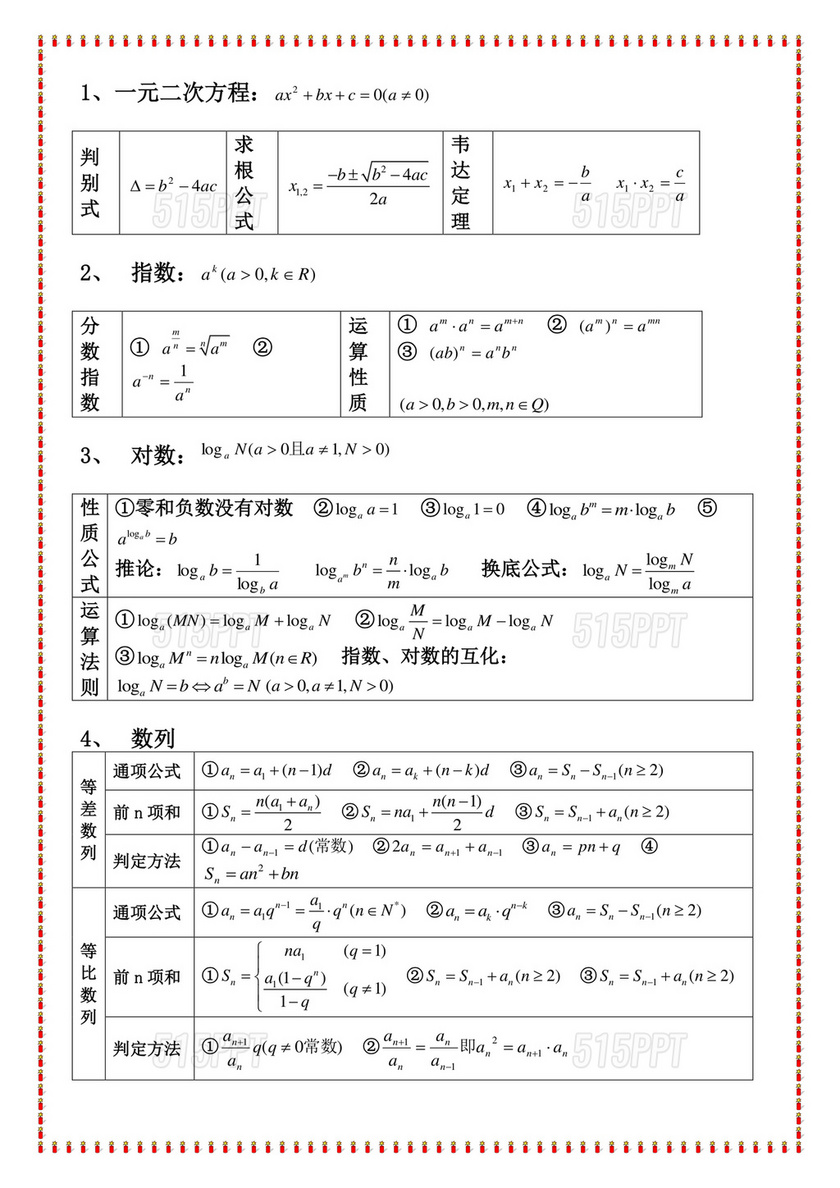 高中数学公式大全