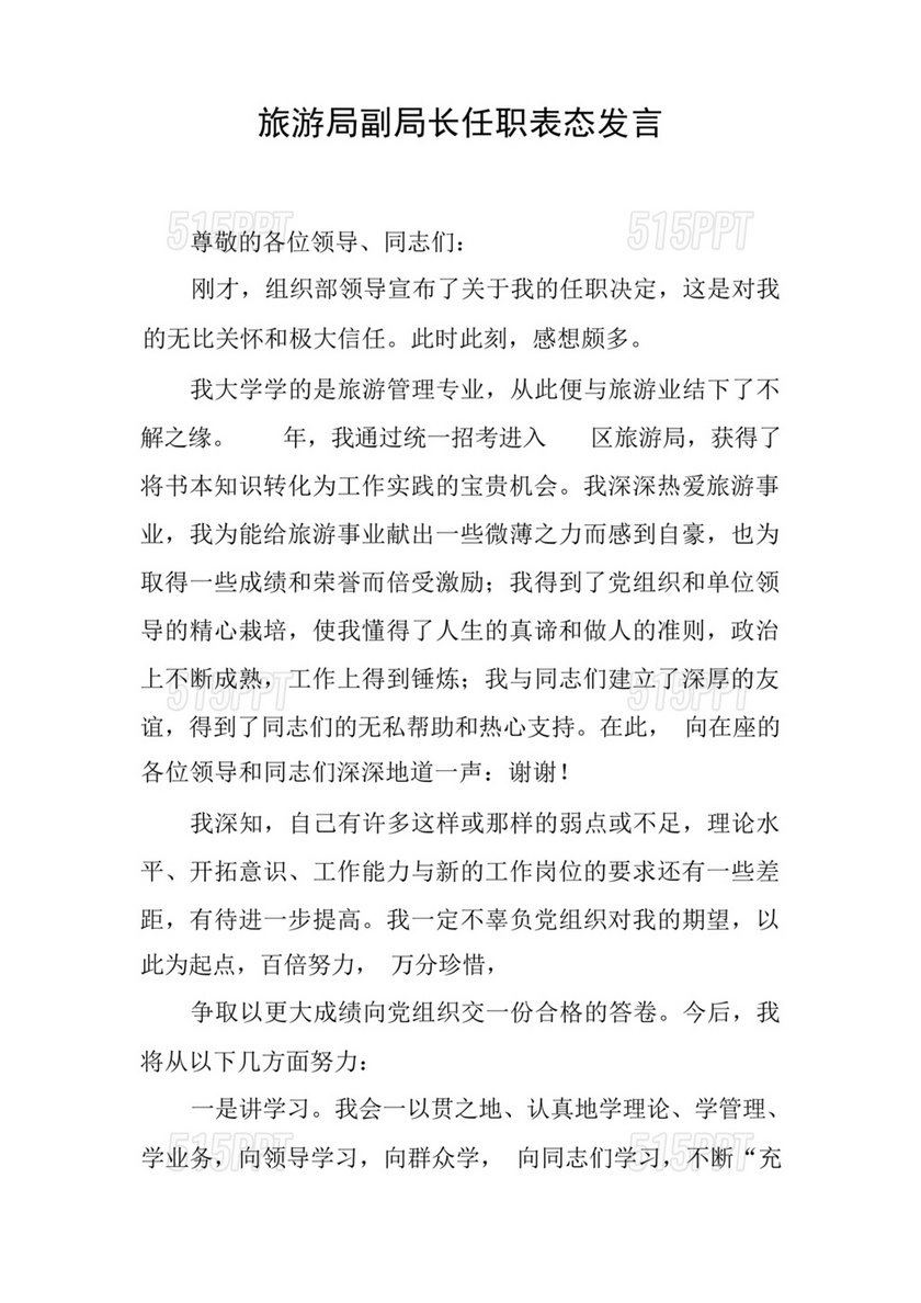 副局长任职表态发言简短