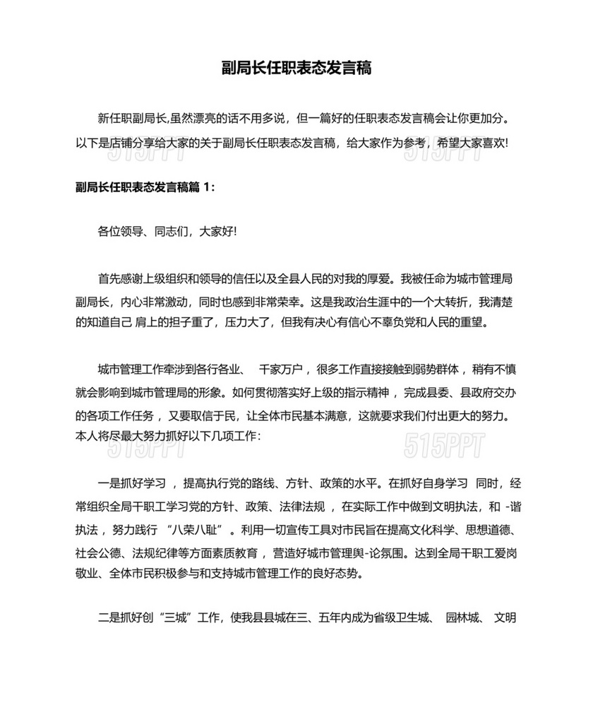 副局长任职表态发言简短