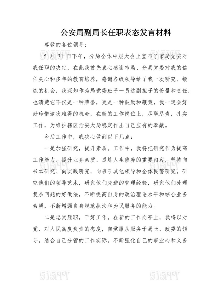 副局长任职表态发言简短