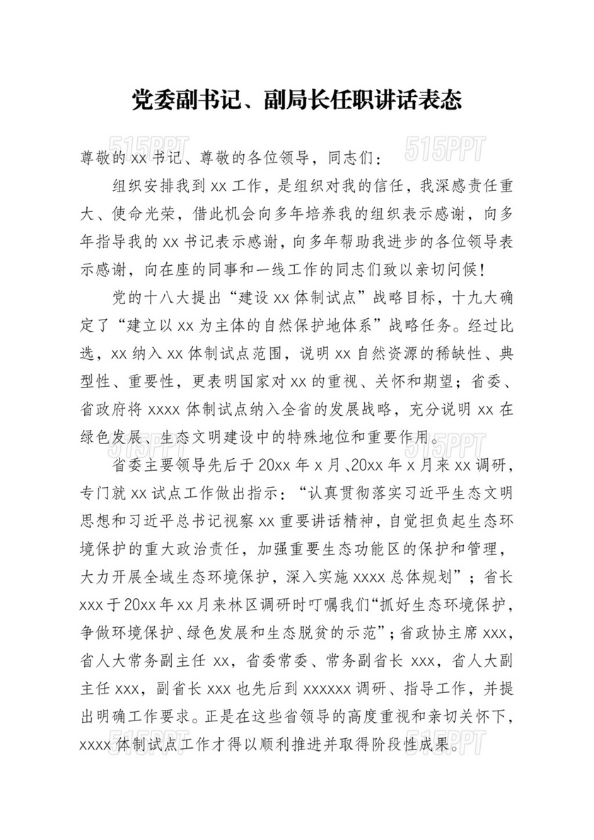 副局长任职表态发言简短