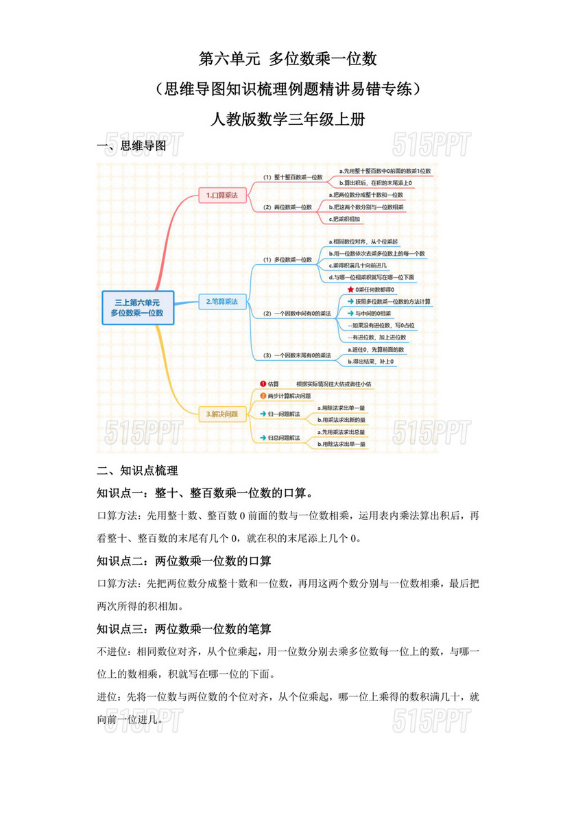 三年级数学思维导图人教版