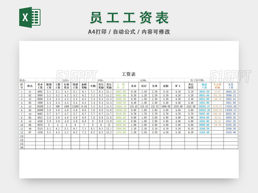 工资表打印版