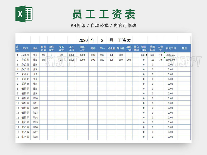 自动生成工资表